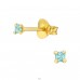 Gold 2mm zirconia stud - 925 Sterling Silver Basic Ear Studs A4S45202