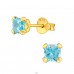4mm Square zirconia gold plated - 925 Sterling Silver Basic Ear Studs A4S45203