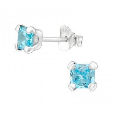 4 mm modrý zirkon - Šperkovní Stříbro 925 Základní Náušnice A4S45204