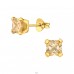 5mm Square zirconia gold plated - 925 Sterling Silver Basic Ear Studs A4S45205