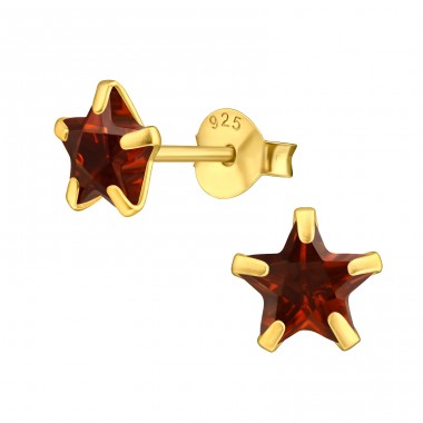 6mm Pozłacane Gwiazdki - Srebro Próby 925 Klasyczne Kolczyki Sztyfty A4S45208