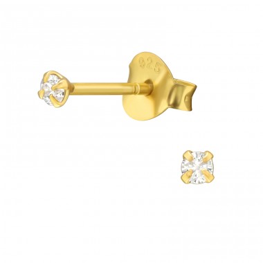 Golden Round 2mm - 925 Sterling Silver Basic Ear Studs A4S46352