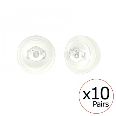 Silver Silicone Coated Small Silver Butterfly Backs - Silicon + 925 Sterling Silver Silver jewelry accessories A4S46375