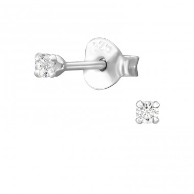 2mm Round 4 Prong - 925 Sterling Silver Basic Ear Studs A4S51121