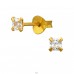 3 mm Pătrat Placat Cu Aur - Argint 925 Cercei Clasice A4S51187