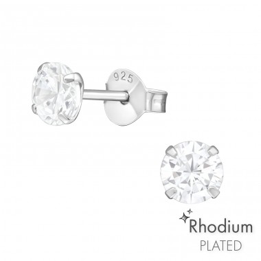 Round 5mm - 925 Sterling Silver Basic Ear Studs A4S8986