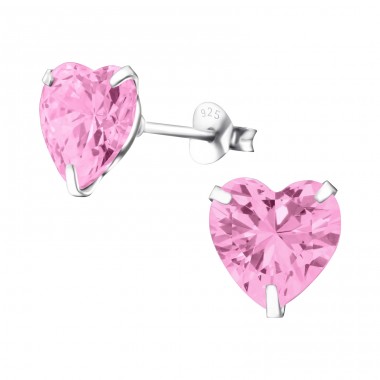 Heart 9mm - 925 Sterling Silver Basic Ear Studs A4S9524