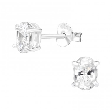 Oval 4x6mm - 925 Sterling Silver Basic Ear Studs A4S9639