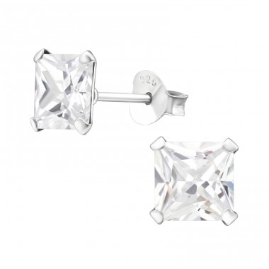 Square 6mm - 925 Sterling Silver Basic Ear Studs A4S992