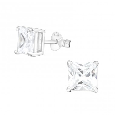 Square 6mm - 925 Sterling Silver Basic Ear Studs A4S996