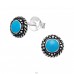 Round - 925 Sterling Silver Ear Studs with semi-precious stones A4S21868