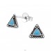 Triangle - 925 Sterling Silver Ear Studs with semi-precious stones A4S23209