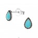 Tear - 925 Sterling Silver Ear Studs with semi-precious stones A4S23210