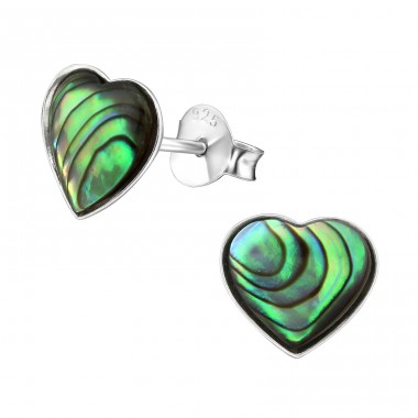 Silbernes Herz - 925er Silber Ohrstecker mit Halbedelsteinen A4S23521