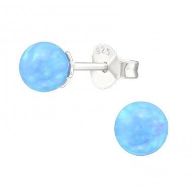 Ball Opal - 925 Sterling Silver Ear Studs with semi-precious stones A4S23612