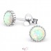 Round Opal - 925 Sterling Silver Ear Studs with semi-precious stones A4S23622