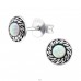 Round Opal - 925 Sterling Silver Ear Studs with semi-precious stones A4S23672