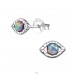 Silberner synthetischer Opal - 925er Silber Ohrstecker mit Halbedelsteinen A4S23675