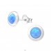 Round Opal - 925 Sterling Silver Ear Studs with semi-precious stones A4S24092
