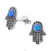 Strieborný Hamsa - Striebro 925 Puzetové náušnice s polodrahokamom A4S24323