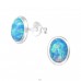 Oval - 925 Sterling Silver Ear Studs with semi-precious stones A4S26721