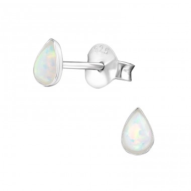 Pear - 925 Sterling Silver Ear Studs with semi-precious stones A4S27447