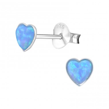 Heart Opal - 925 Sterling Silver Ear Studs with semi-precious stones A4S27457