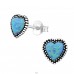 Heart Opal - 925 Sterling Silver Ear Studs with semi-precious stones A4S29347