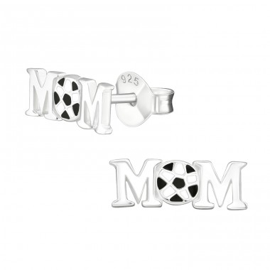 Football Mom - 925 Sterling Silver Ear Studs with semi-precious stones A4S29356