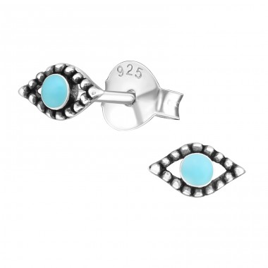 Evil Eyes - 925 Sterling Silver Ear Studs with semi-precious stones A4S29607