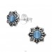 Flower - 925 Sterling Silver Ear Studs with semi-precious stones A4S30288