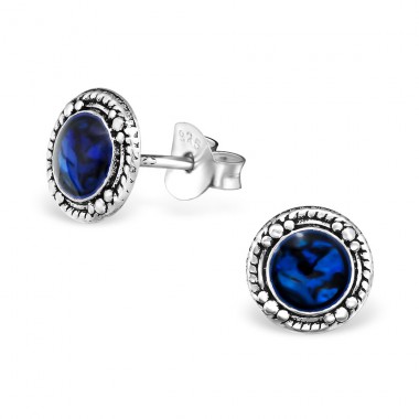 Antique - 925 Sterling Silver Ear Studs with semi-precious stones A4S30902