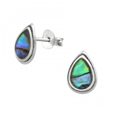 Tear - 925 Sterling Silver Plain Ear Studs A4S31210