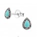 Teardrop - 925 Sterling Silver Ear Studs with semi-precious stones A4S34645