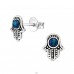 Hamsa Opal - 925 Sterling Silver Ear Studs with semi-precious stones A4S35085