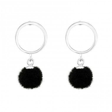 Kruh S Visiacim Pom-Pom - Striebro 925 Puzetové náušnice s polodrahokamom A4S37056