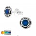 Oxidized - 925 Sterling Silver Ear Studs with semi-precious stones A4S38774