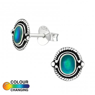 Bali - 925 Sterling Silver Ear Studs with semi-precious stones A4S38775