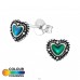 Heart - 925 Sterling Silver Ear Studs with semi-precious stones A4S38785