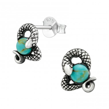 Snake - 925 Sterling Silver Ear Studs with semi-precious stones A4S39520