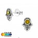 Hamsa - Stříbro 925 Puzetové náušnice s polodrahokamem A4S39973