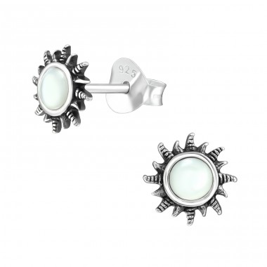 Sun - 925 Sterling Silver Plain Ear Studs A4S40916