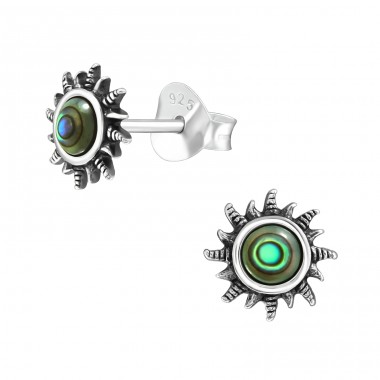 Sun - 925 Sterling Silver Plain Ear Studs A4S40916