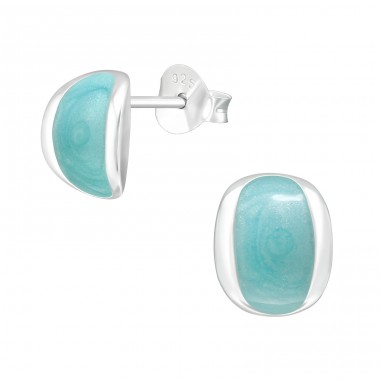 Geometric - 925 Sterling Silver Plain Ear Studs A4S40979