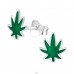 Kannabisz Levél - 925 Ezüst Stift fülbevaló féldrágakővel A4S43862