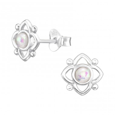 Eine Blume - 925er Silber Ohrstecker mit Halbedelsteinen A4S44885