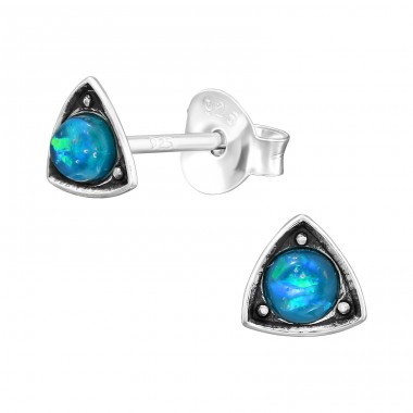 Opal triangle vintage - 925 Sterling Silver Ear Studs With Semi-Precious Stones A4S45392