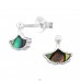 Leaf - 925 Sterling Silver Ear Studs with semi-precious stones A4S47718
