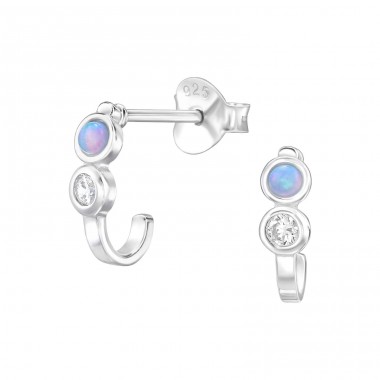 Curbat cu Opal si Zirconiu - Argint 925 Cercei Cu Pietre Semipreţioase A4S48307