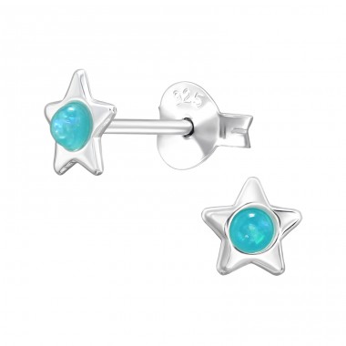 5mm Stern mit Opal - 925Er Silber Ohrstecker Mit Halbedelsteinen A4S49831